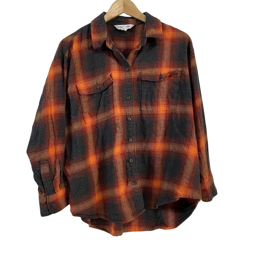 Old‎ Navy Womens The Boyfriend Shirt Evermore Swiftie Button Down Shirt size LP